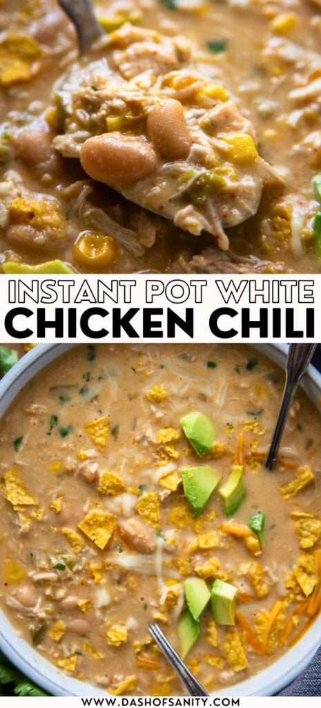 collage image for white chicken chili with recipe title