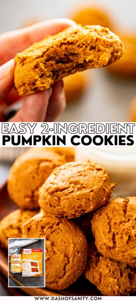 2 ingredient pumpkin cookies collage with recipe title