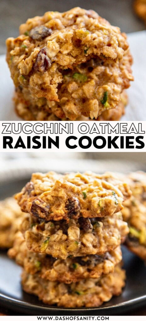 zucchini oatmeal raising cookies with recipe title