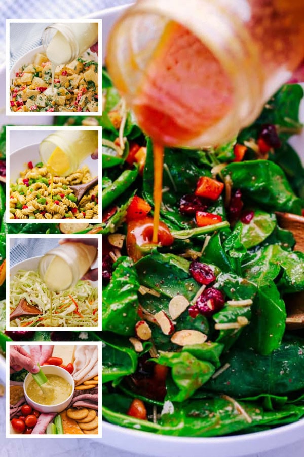 collage image of salad dressing recipes