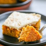 pumpkin bar on plate with fork