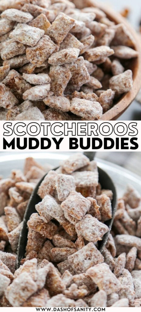 collage image Scotcheroos Muddy Buddies aka puppy chow