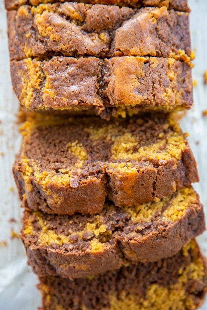 overhead shot of Pumpkin Nutella bread