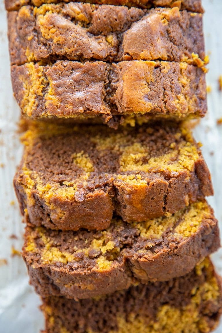 overhead shot of Pumpkin Nutella bread