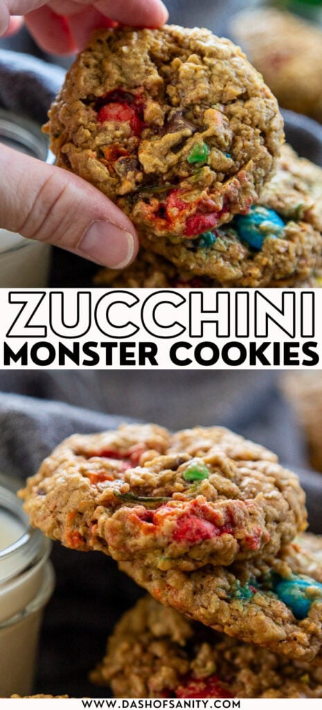 collage image zucchini monster cookies recipe