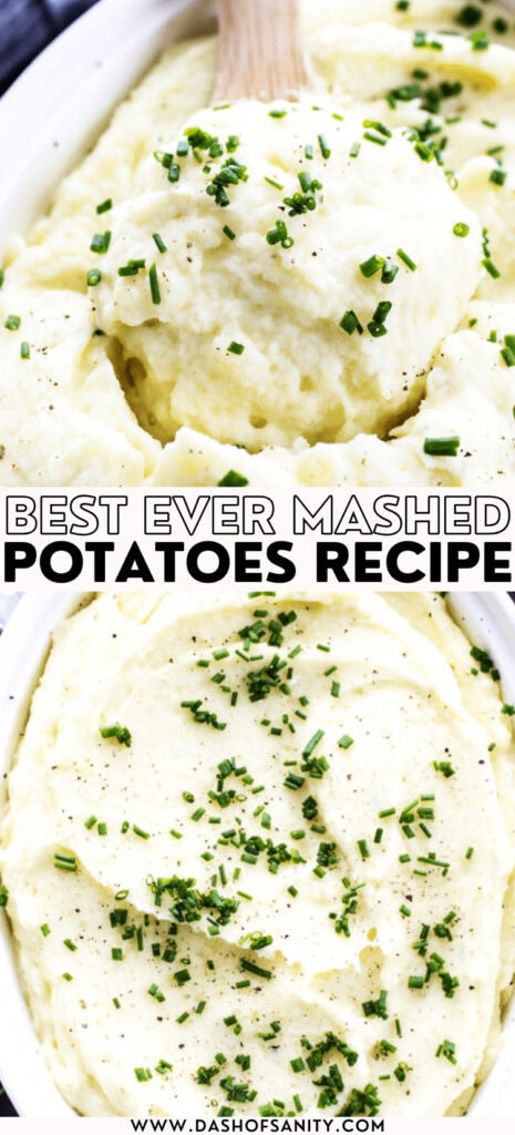 collage image of mashed potatoes