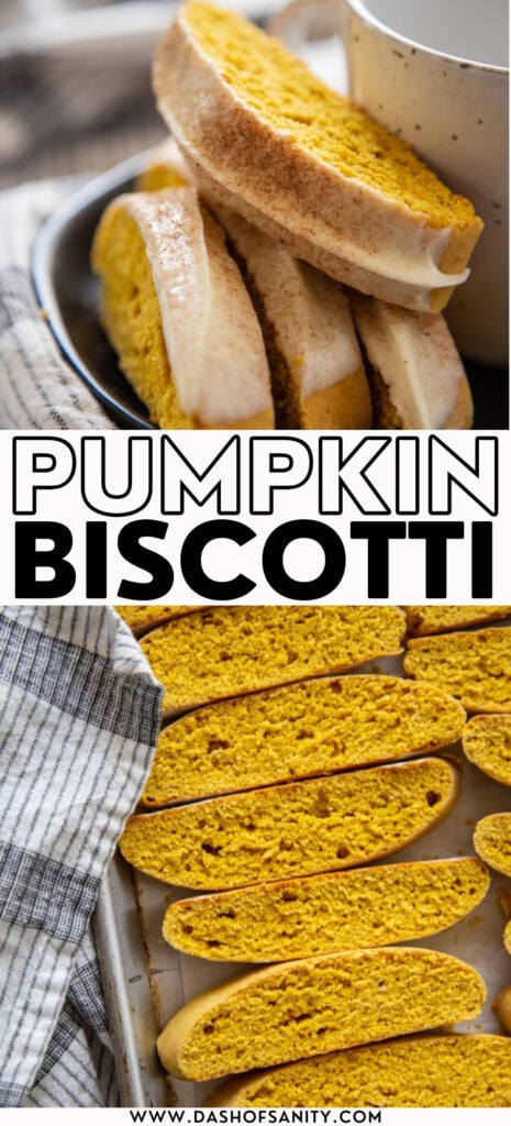 pumpkin biscotti in collage with recipe title