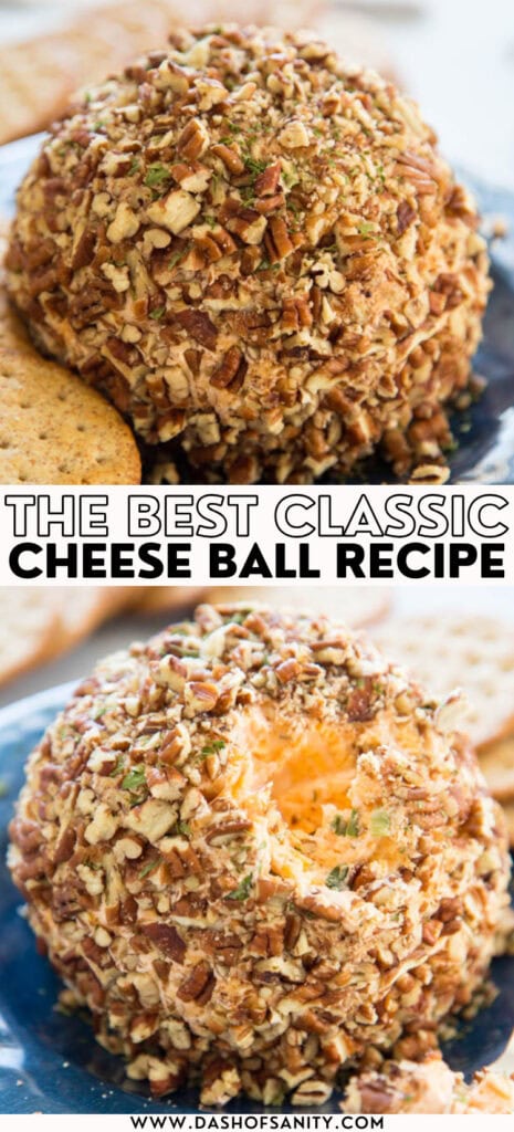 collage image of cheese ball