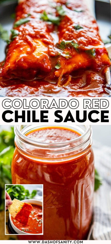 collage image of colorado red chile sauce