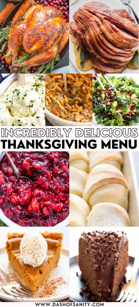 collage menu for thanksgiving meal