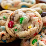 close up M&M cookies