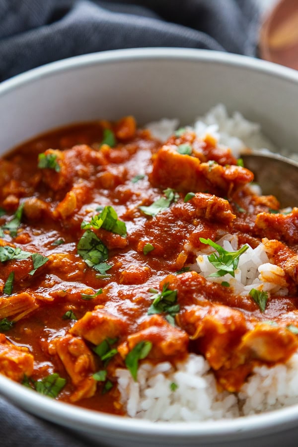 tikka masala in bowl with rice