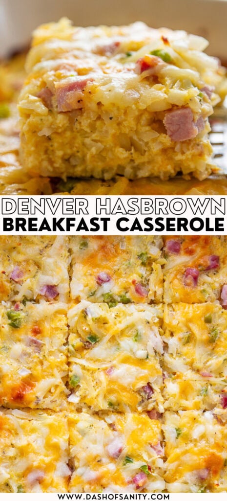 breakfast casserole collage with recipe title