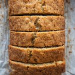 overhead shot of sliced zucchini bread