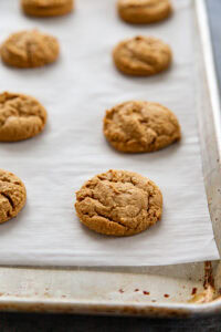 peanut butter cookies on baking sheet