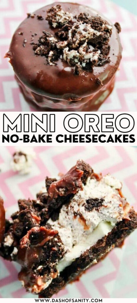 collage image of no bake cheesecake oreo