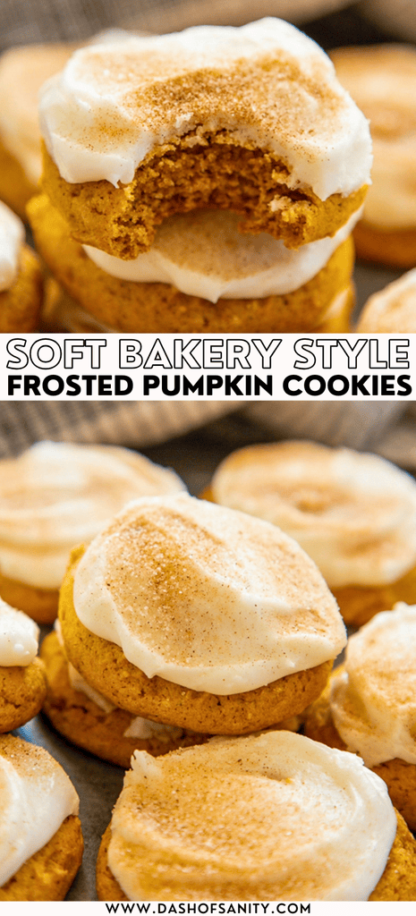 collage image of pumpkin cookies with recipe title
