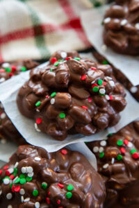 stack of chocolate peanut clusters