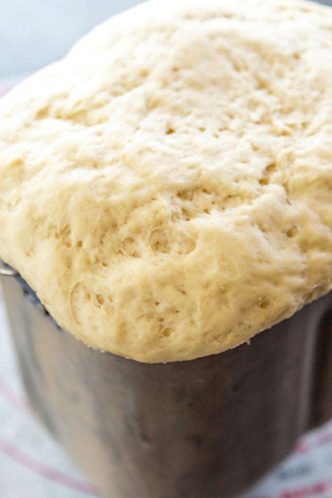 white bread dough in bread machine