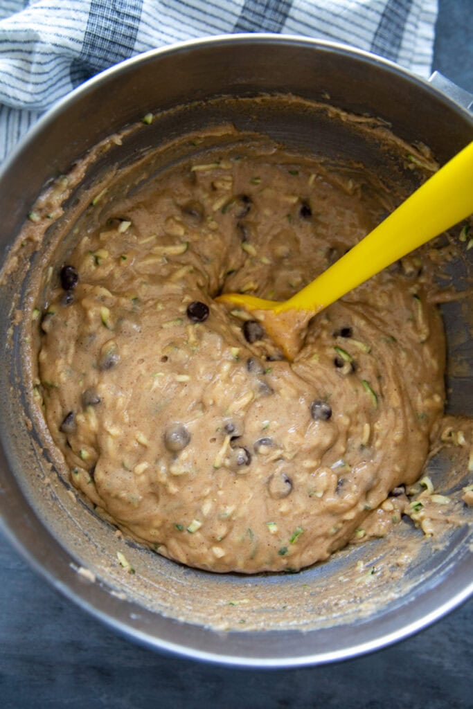 zucchini chocolate chip muffin batter